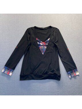 Chicme Long Sleeve Blouse Womens Size XL Black,Stretch,Top,Stretch,Pullover